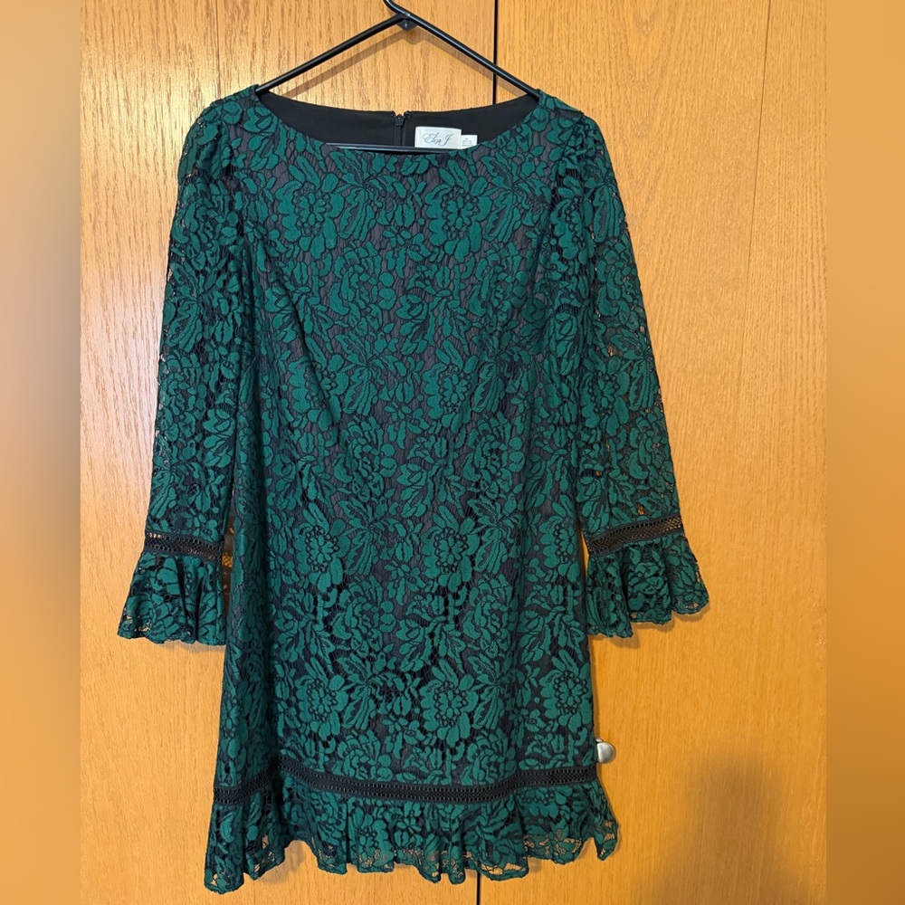 Eliza J Green and Black Lace Dress